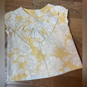 Janie and Jack Yellow and White Floral Blouse with Ruffled Collar